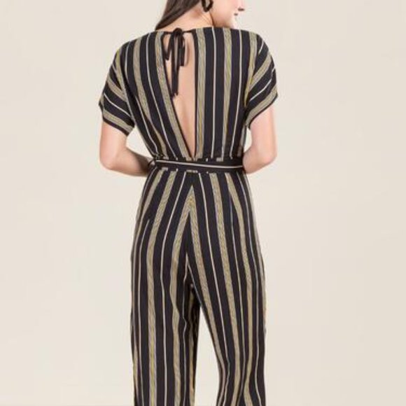 Eden Open Back Striped Jumpsuit - Picture 2 of 6